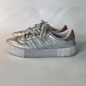 Adidas Sambarose Platform Sneaker in Silver Metallic Women's Size 7.5